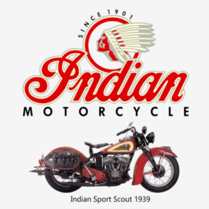 USA Indian sport Scout 1939 Motorcycle Image - Long sleeve baseball t-shirt Design